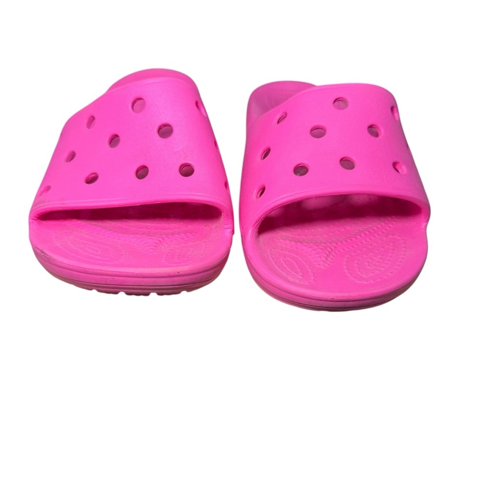 CROCS Bright Pink Slide Sandals Sz 7 EUC - Picture 2 of 8
